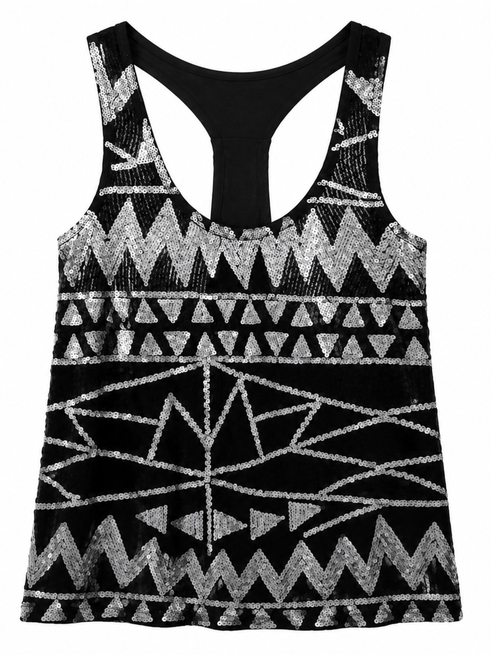 Black and Silver Sequin Top